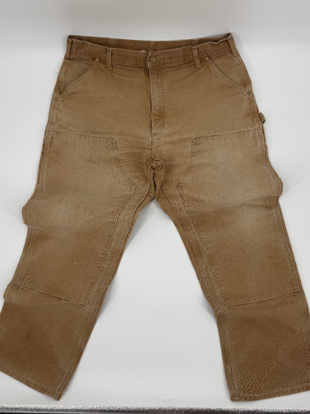Vintage Carhartt Made in USA B01 BRN Double Knee Duck Canvas Pants 38x32 Brown